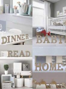 6 Inch Designable Wood Letters Unfinished Wood Letters For Wall Decor Decorative Standing Letters Slices Sign Board Decoration For Craft Home Party Projects Best Gifts Birthday - Multicolor - View 5