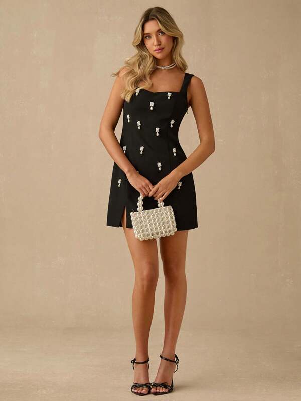 Enchnt Sukienka damska na ramiączkach spaghetti, modna na lato