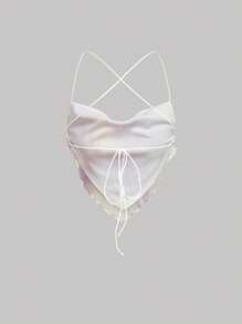 SHEIN MOD 宽松吊带背心，花卉印花网眼后背，细肩带领口，女士 - 紫羅蘭色 - 查看 2