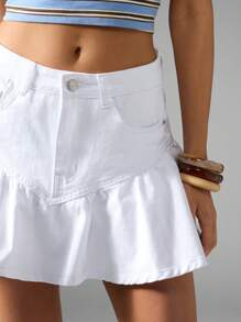 MISSGUIDED 荷叶边迷你网球裙喇叭形运动夏季运动服高腰溜冰风格褶皱时尚甜美活力荷叶边 - 白色 - 查看 6