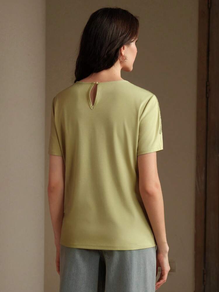 Summer New Asymmetrical Lace Patchwork Fashion Women T-Shirt Top