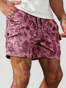 Manfinity EMRG Men's Camo Print Casual Cargo Shorts, Street Style - Pink - View 6