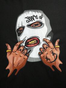 SHEIN Tween Boys Casual American Graphic Letter Portrait Print Black Short Sleeve T-Shirt, Comfortable, Fashionable, Versatile, Soft Fabric, Suitable For Daily Wear, School, Travel, Outdoor Sports, Spring/Summer - Black - View 4