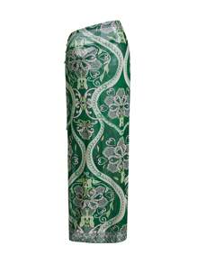 Swim Chiccia 1 套女式翠绿色闪亮面料聚拢连体泳衣，波西米亚度假波西米亚风优雅休闲，适合春夏季假日海滩派对 - 彩色 - 查看 7