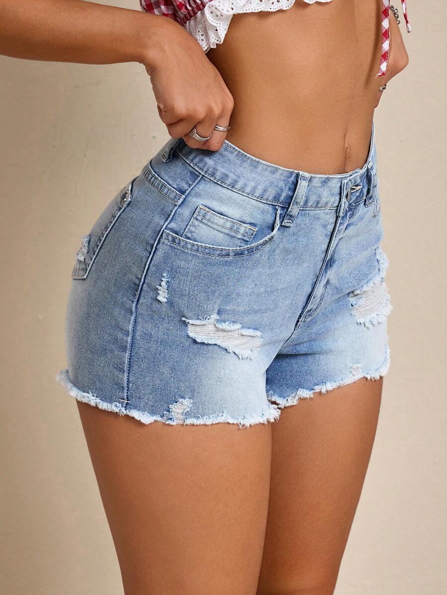 SHEIN ICON Women's Fashionable Denim Shorts Suitable For Summer
