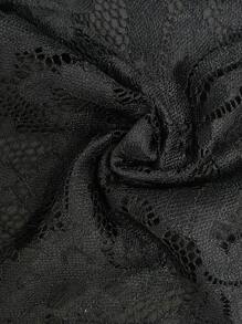 SHEIN Belle 加大码细肩带蕾丝鱼尾长款婚纱，性感修身白色女式礼服 - 黑色 - 查看 6