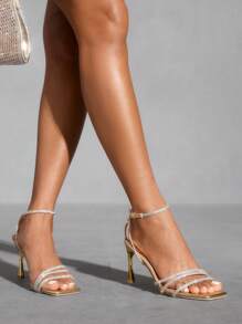 CUCCOO SZL Gold Rhinestone Embellished Cute Fairy Dress Sandals, Ladies Summer Pointed Toe High Heels - Gold - View 5