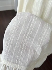 Comfortcana Váy hở lưng ren dệt màu mơ - Màu be - Xem 9