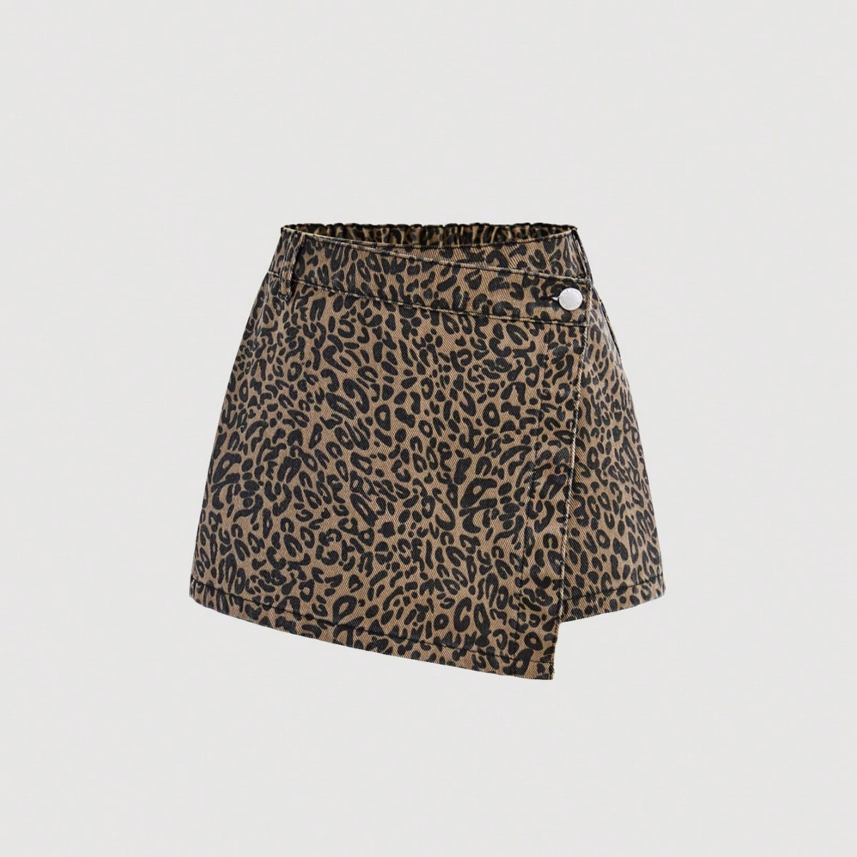 Falda pantalón asimétrica con estampado de leopardo y cintura envolvente, ropa de verano para adolescentes