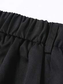 Manfinity AFTRDRK Men's Digital Print Casual Business Suit Set - Solid Color Jacket And Trousers - Black - View 5