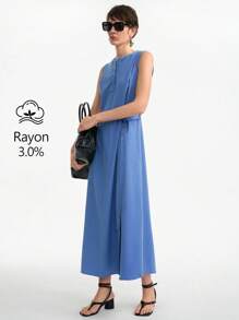 Aalyst Váy thanh lịch không dây không tay cỡ chuẩn cho nữ - Màu xanh lam - Xem 1