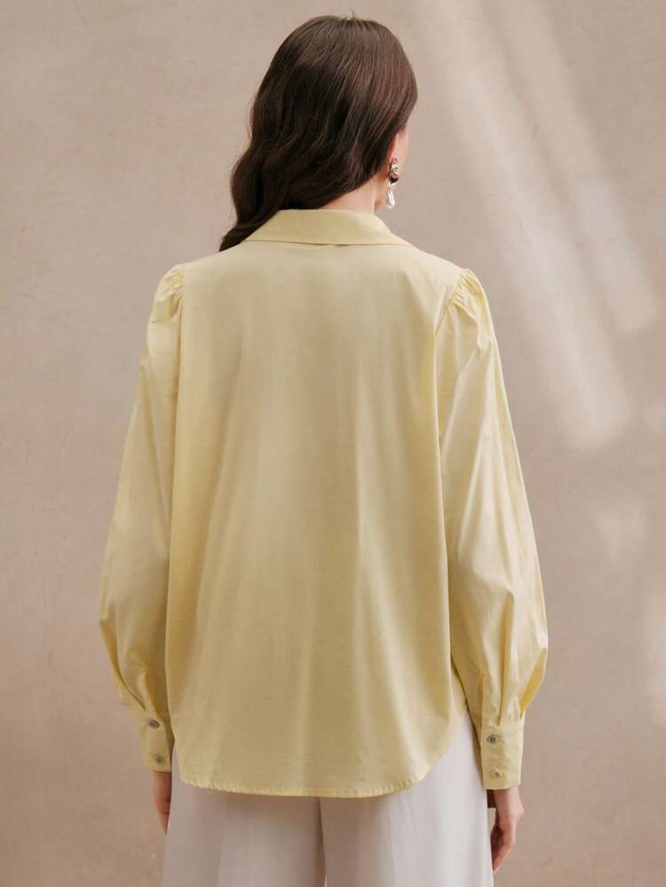 Women's Casual/Office Wear Long Sleeve Rhinestone Button Blouse Women Shirt