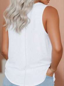 SHEIN LUNE 大码夏季休闲蝴蝶印花背心 - 白色 - 查看 2