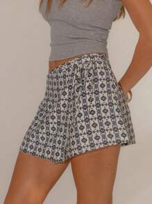 Aralina 秋冬女式波西米亚风几何印花裹身系带迷你裙，非常适合外出派对和乡村风格 - 彩色 - 查看 3