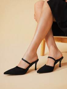 CUCCOO BASICS 尖头高跟蝴蝶结露背细高跟鞋，时尚百搭，适合派对场合 - 黑色 - 查看 6
