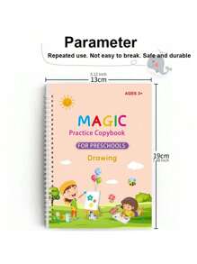 1 pieza, Libro de práctica de escritura, Ritmo en inglés, Libro de práctica mágica, Cuaderno, Literatura infantil, Aprendizaje, Números, Letras, Carta del alfabeto, Regalo de caligrafía, Escuela, Estudiante, Útiles escolares, Escuela infantil, Aprendizaje del inglés, Escritura en inglés