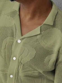 Manfinity Homme Men's Knit Short Sleeve Solid Color Sweater, Fashionable For Summer - Green - View 7