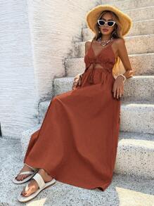 SHEIN VCAY Women Plain Minimalist Midi Dress, Casual Everyday Wear