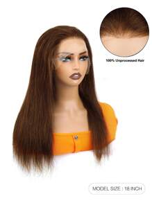 Reddish Brown Straight Lace Front Wigs Pre Plucked 13x4 Transparent Lace Front Wigs Human Hair For Women 180 Density - S4 - View 3