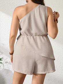 SHEIN LUNE Elegant Casual Fashion Comfortable Plus Size Women Jumpsuit Summer Women Clothes  Curve Plus   Vacation Women Clothes   Shein Curve - Apricot - View 2