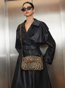 SHECARRY 1 套 (11.23 英寸 * 6.29 英寸 * 4.33 英寸) 时尚彩色蛇皮和鳄鱼皮图案手提包，可爱宽敞的鳄鱼皮风格妈妈手提包，实用闪亮 PU 材料，防尘防水圣诞礼物包、运动包、教师礼物、充电包、便宜的女士皮包！化妆包、钱包、手提包、旅行、卡哇伊、钱包、夏季、单肩包、豹纹女士钱包豹纹回归 - 彩色 - 查看 3