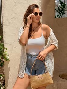 SHEIN Privé New Spring Plus Size Casual Loose Fashion Elegant Women Knitted Cardigan