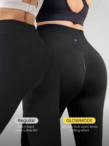 GLOWMODE 24" Plus Size Seamless Ready Set Go Tummy Control Scrunch Butt High-Waist Leggings Medium Impact Running Jogging Training Gym Workout