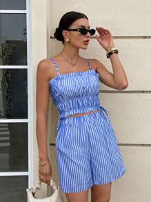 SHEIN Frenchy 女士日常两件套服装 - 藍色 - 查看 6