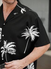 Manfinity RSRT Men's Coconut Tree Print Shirt & Shorts Set - Black - View 3