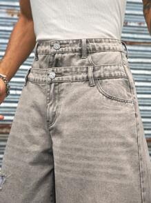 AXEPEAK Shorts informales y sueltos para hombres, de un solo color tejido, edición de ropa urbana