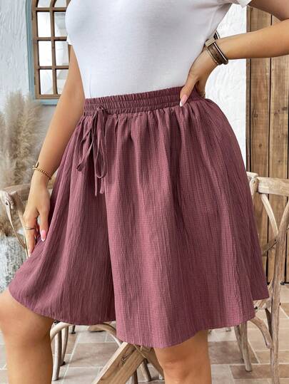 SHEIN LUNE Große Größen Damen Einfarbige lässige lockere Shorts