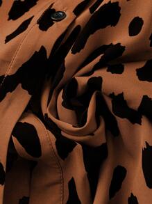 DreamSkyne 大码夏季休闲全印花蝙蝠袖连衣裙长款女装 - 棕色 - 查看 5