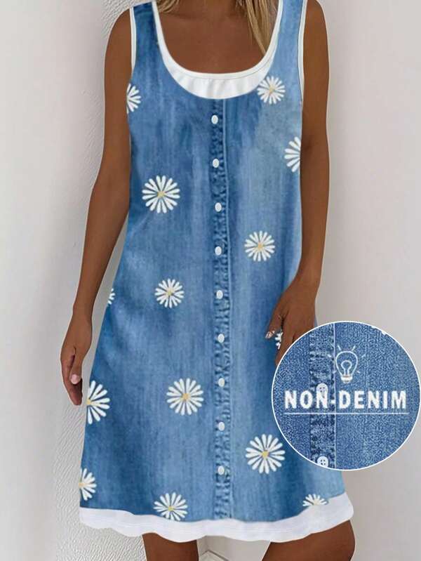 Casual mouwloze jurk met bloemenprint voor dames, zomer
