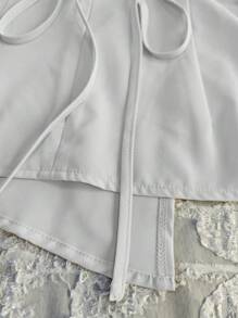 Franclia 不对称设计优雅圆领女式衬衫 - 白色 - 查看 5