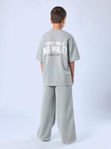 SUMWON Conjunto de chándal de sudadera y pantalón de chándal de la colección First Rule. Conjunto deportivo a juego de dos piezas para entrenamiento atlético en otoño, invierno y primavera - Azul - Ver 1