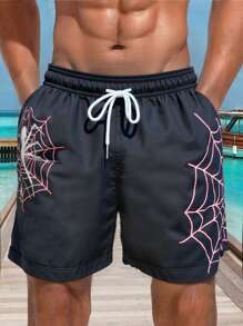 Pantalones cortos de playa estampados con bloques de color para hombres, para el verano, estilo hawaiano