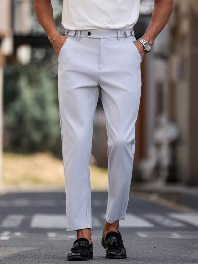 Manfinity Mode 大码男士休闲通勤纯色锥形西装裤男士服装裤子男士西装和裤子男士服装男士裤子男士裤子非常适合情侣，是送给男朋友或丈夫的绝佳礼物。