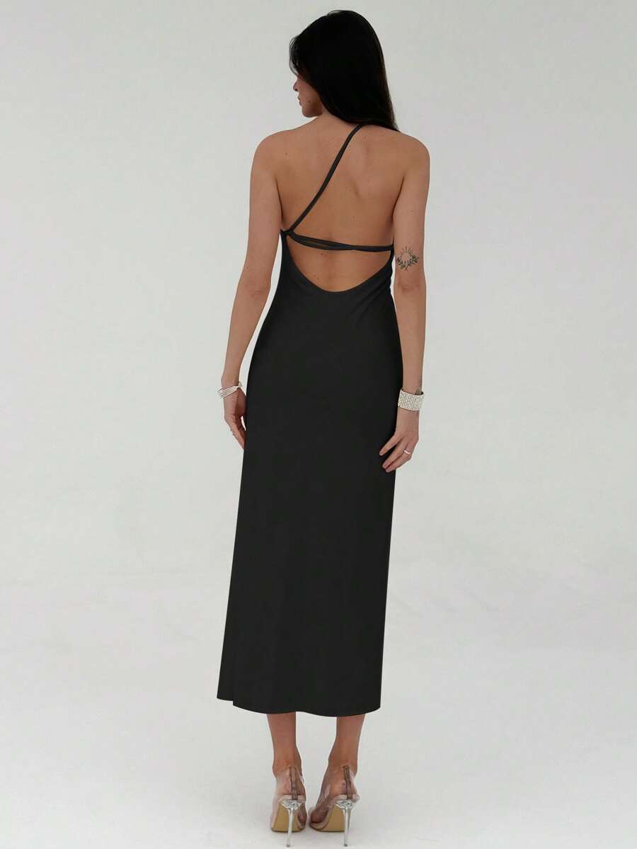 Aloruh Knit Maxi Backless Slit Dress
