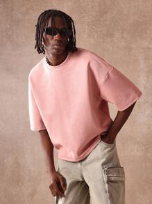 Sumwon Original Streetwear Oversized T-Shirt With Embroidered Back Logo Summer Tee Urban Fashion Casual Top Daily Wear - Pink - View 2