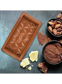 1/2/3PCS3D钻石形硅胶巧克力模具，甜点糖果烘焙工具，适用于迪拜巧克力棒、软糖、厨房配件 - 巧克力棕 - 查看 4