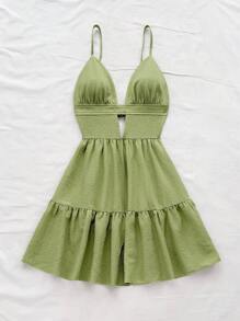 Soleia 度假休闲V领露背红色连衣裙 - 薄荷綠 - 查看 5