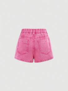 SHEIN Girlism Tween Girls Light Blue Washed Denim Asymmetrical Button Summer Vacation Y2K Style Skirt Shorts
