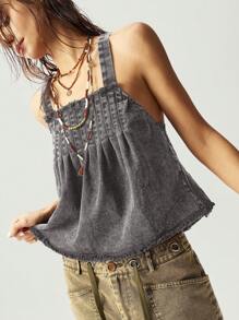 Bohemela Women's Summer Casual Washed Backless Camisole - Grey - View 7