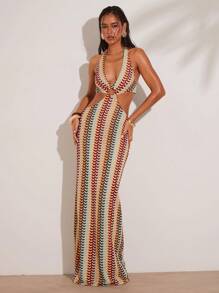 SHEIN BAE Váy nghỉ mát cắt xẻ màu sắc cho nữ - Nhiều màu - Xem 4