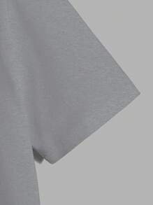 RueChic Camiseta casual de manga corta y cuello redondo con estampado de letras y oso para hombre