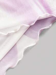 SHEIN MOD 宽松吊带背心，花卉印花网眼后背，细肩带领口，女士 - 紫羅蘭色 - 查看 4