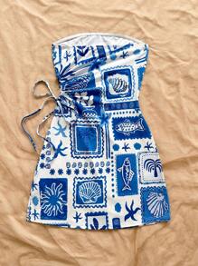 Soleia Váy ống bó sát hở eo hình cây cọ Holiday Island Elements, thích hợp cho hẹn hò, ngày lễ tình nhân, trà chiều - Nhiều màu - Xem 2