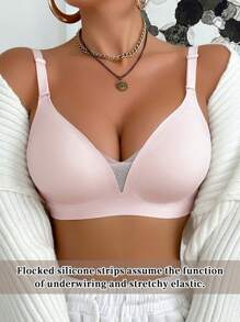 SHEIN 1pc Seamless Wireless Bra For Women - Pink - View 4