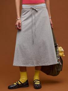 COUREZ Gonna midi in jersey a vita bassa, per look estivi da donna, gonna estiva casual per strada, stile Y2K in cotone vintage