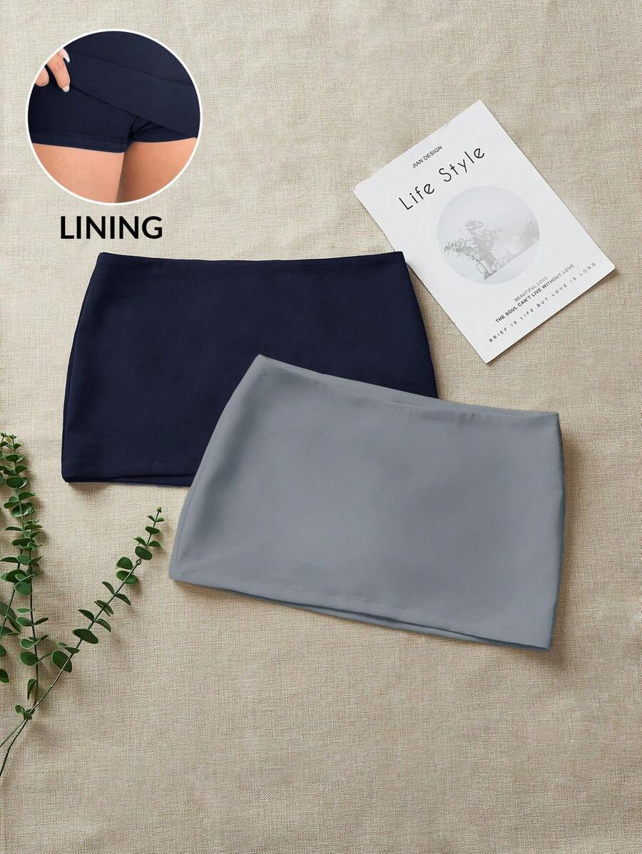 Comfortcana Two-Piece Set Minimalist Women's Ultra-Skorts - Navy Blue - View 1